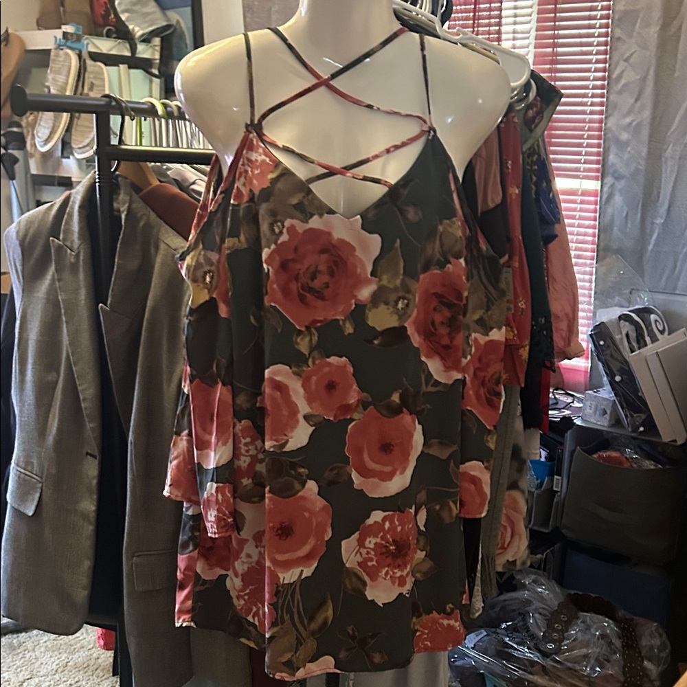 Floral Strappy Women Tunic L/S